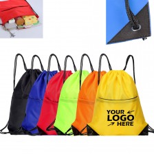 W 14.1” x H 17.7” 420D Polyester Drawstring Backpack